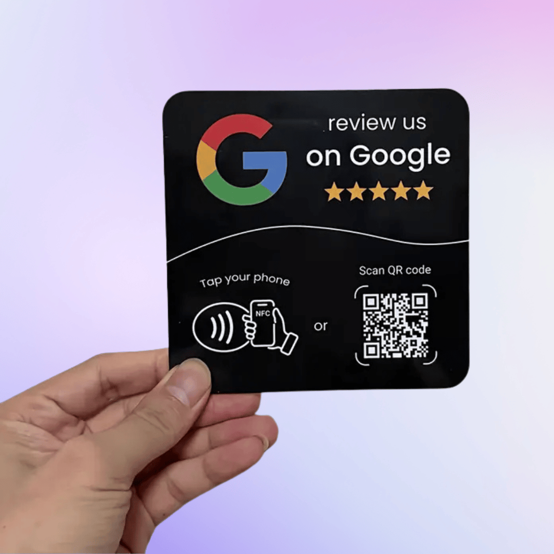 Google Review Card With Colorful Logo – Nfc &Amp; Qr Code Tap Review - Black